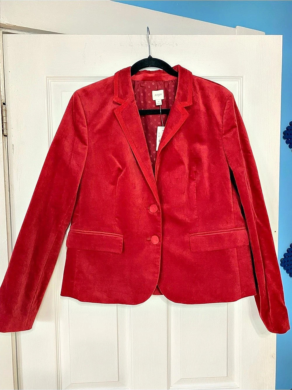 J.Crew Velvet Blazer Red Size 14 NWT marked $298